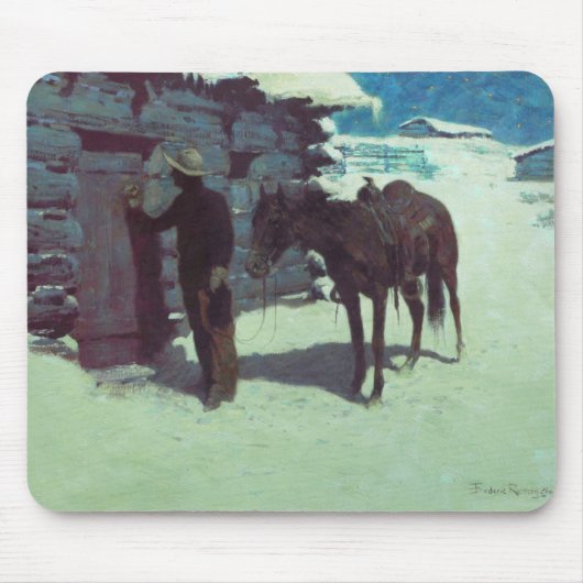 Pferd und Cowboy Winterschnee Mousepad (Vorne)
