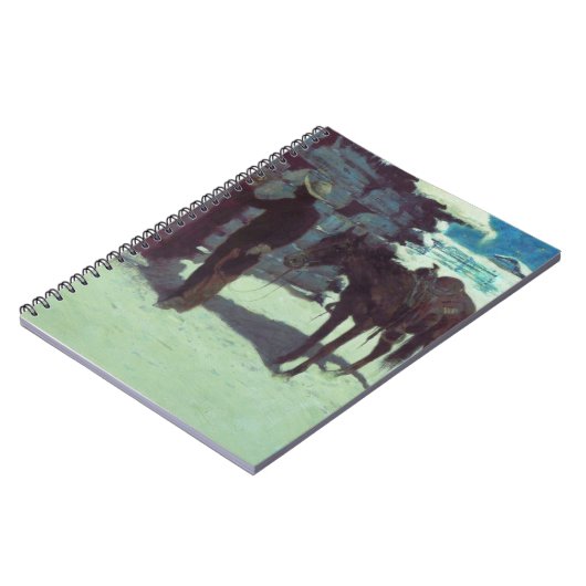 Pferd und Cowboy Winterschnee Notizblock (Linke Seite)