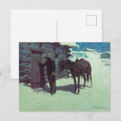 Pferd und Cowboy Winterschnee Postkarte (Vorne/Hinten)