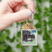 Pferd und Cowboy Winterschnee Schlüsselanhänger (Hand)