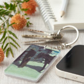 Pferd und Cowboy Winterschnee Schlüsselanhänger (Vorderseite rechts)