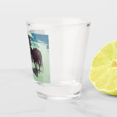 Pferd und Cowboy Winterschnee Schnapsglas (Rechts)