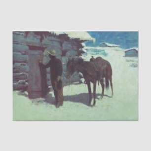 Pferd und Cowboy Winterschnee Seidenpapier