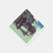 Pferd und Cowboy Winterschnee Serviette (Ecke)