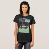 Pferd und Cowboy Winterschnee T-Shirt (Vorne ganz)