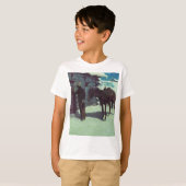 Pferd und Cowboy Winterschnee T-Shirt (Vorne ganz)