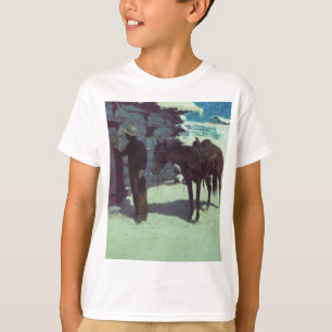 Pferd und Cowboy Winterschnee T-Shirt