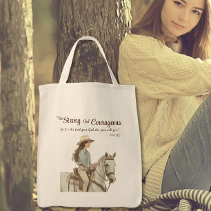 Pferd und Cowgirl Inspirierend Tragetasche