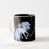Pferd und Dreamcatcher ~ Dreams & Wishings BOHO Zweifarbige Tasse (Vorderseite Links)