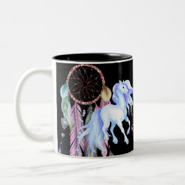 Pferd und Dreamcatcher ~ Dreams & Wishings BOHO Zweifarbige Tasse