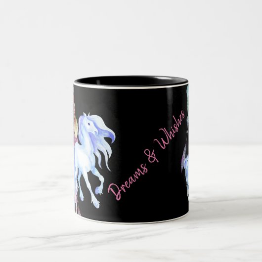 Pferd und Dreamcatcher ~ Dreams & Wishings BOHO Zweifarbige Tasse (Mittel)