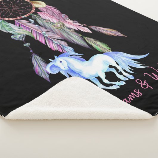 Pferd und Dreamcatcher ~ Träume und Wünsche BOHO Sherpadecke (3/4)