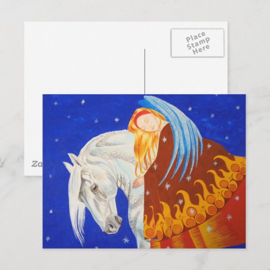 Pferd und Engel Postkarte (Vorne/Hinten)