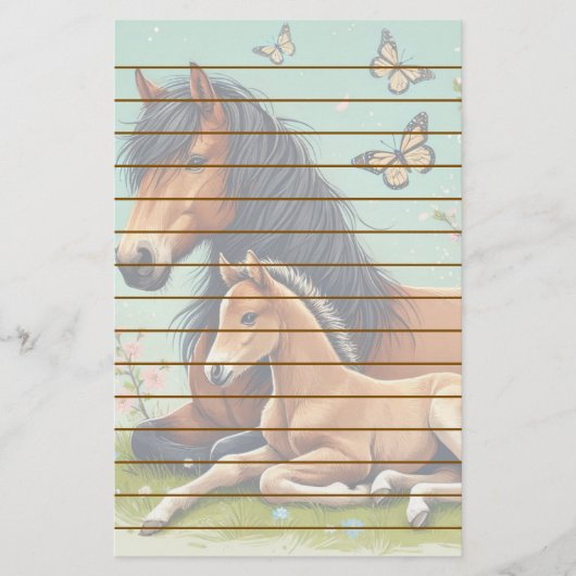 Pferd- und Foallenruhe im Frühjahr Briefpapier (Vorderseite)
