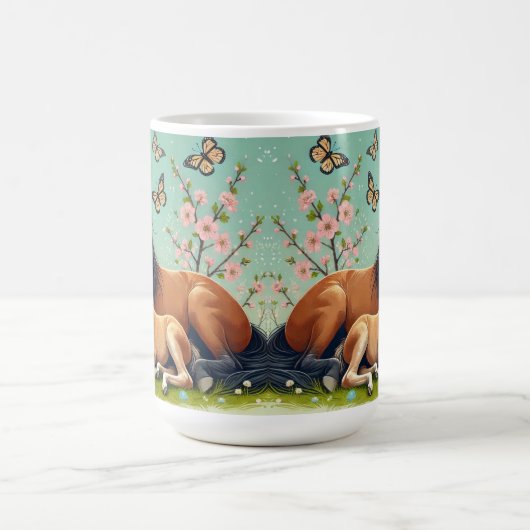 Pferd- und Foallenruhe im Frühjahr Kaffeetasse (Mittel)