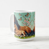 Pferd- und Foallenruhe im Frühjahr Kaffeetasse (Vorderseite Links)
