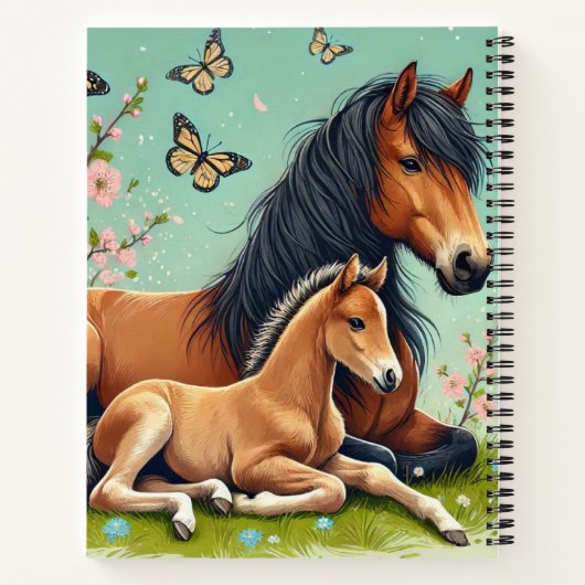 Pferd- und Foallenruhe im Frühjahr Notizblock (Rückseite)