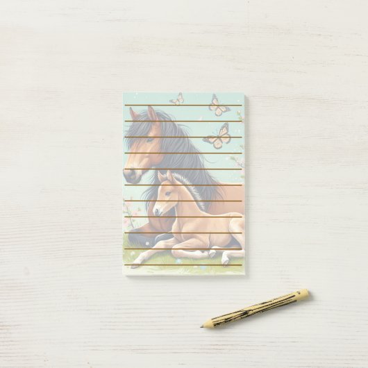 Pferd- und Foallenruhe im Frühjahr Post-it Klebezettel (Auf Schreibtisch)