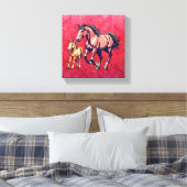 Pferd und Fohlen auf texturiertem Hintergrund Leinwanddruck (Insitu (Schlafzimmer))