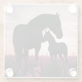 Pferd und Fohlen Glasuntersetzer (Rückseite)