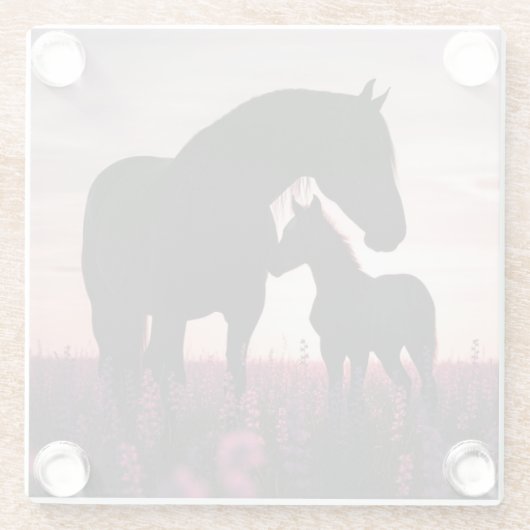 Pferd und Fohlen Glasuntersetzer (Rückseite)