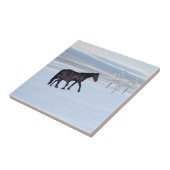 Pferd und Fohlen im Schnee Fliese (Seite)