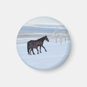 Pferd und Fohlen im Schnee Magnet