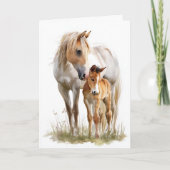 Pferd und Fohlen zum Muttertag Feiertagskarte (Vorderseite)