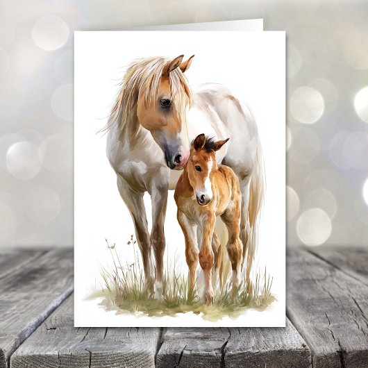 Pferd und Fohlen zum Muttertag Feiertagskarte