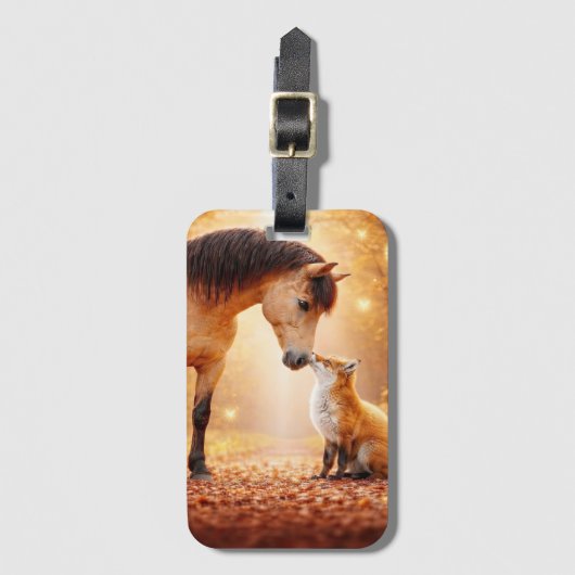 Pferd und Fuchs Whimsical und süße Fantasy Gepäckanhänger (Vorderseite Vertikal)