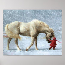 Pferd- und Girl-Winter-Poster