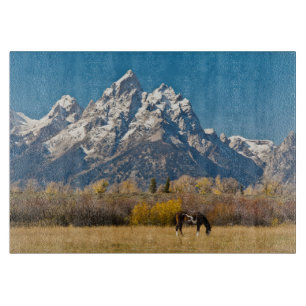 Pferd und Grand Tetons, Moose Head Ranch Schneidebrett
