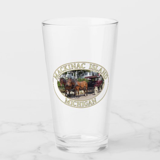 Pferd und Heirat auf Mackinac Island, Michigan Glas (Vorderseite)