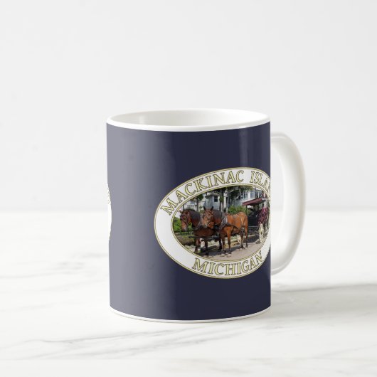 Pferd und Heirat auf Mackinac Island, Michigan Kaffeetasse (VorderseiteRechts)