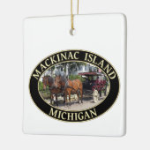 Pferd und Heirat auf Mackinac Island, Michigan Keramikornament (Links)