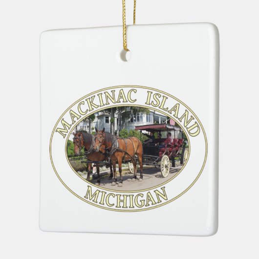 Pferd und Heirat auf Mackinac Island, Michigan Keramikornament (Links)