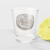 Pferd und Heirat auf Mackinac Island, Michigan Schnapsglas (Rückseite)