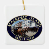 Pferd und Heirat in der Innenstadt von Mackinac Keramikornament (Vorderseite)