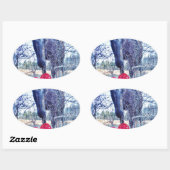 Pferd und Herz Ovaler Aufkleber (Blatt)