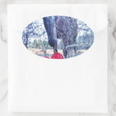 Pferd und Herz Ovaler Aufkleber (Tasche)