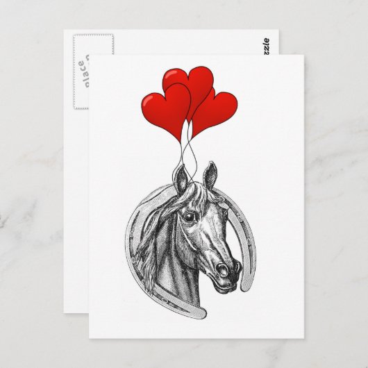 Pferd und Herz Postkarte (Vorne/Hinten)