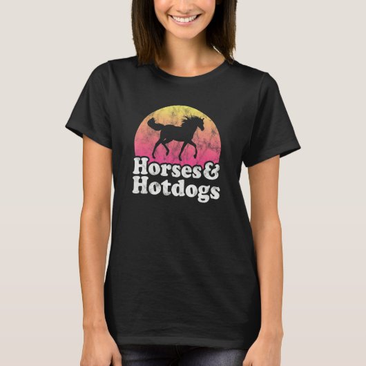 Pferd Und Hotdog Frauen Oder Mädchen Pferde Hotdog T-Shirt (Vorderseite)