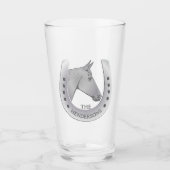 Pferd und Hufeisen Silver Tone Personalisiert Pint Glas (Vorderseite)