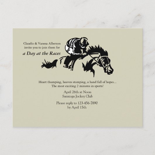 Pferd und Jockey Postcard Einladungspostkarte (Vorderseite)