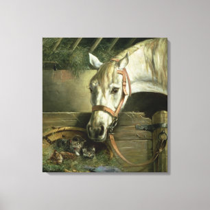 Pferd und Kätzchen, 1890 Leinwanddruck