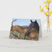 Pferd und Katze, Grußkarte "Liebe durch Neid-Purr" Karte (Gelbe Blume)