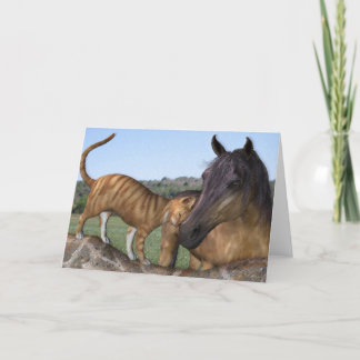 Pferd und Katze, Grußkarte "Liebe durch Neid-Purr" Karte