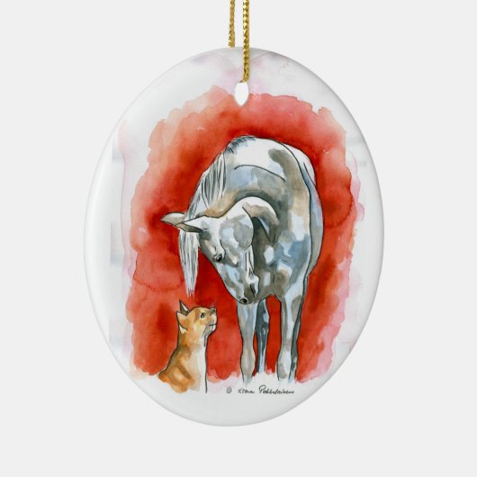 Pferd und Katze Keramikornament (Rechts)