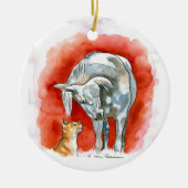 Pferd und Katze Keramikornament (Vorne)