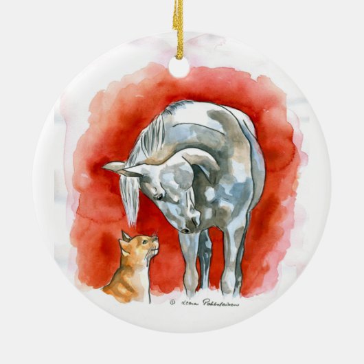 Pferd und Katze Keramikornament (Hinten)